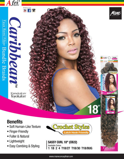 Afri Naptural Mane Concept Caribbean Bundle Crochet Braid Sassy Curl 18" CB22 - Elevate Styles
