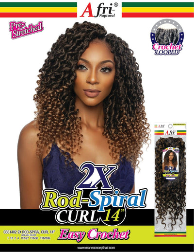 Afri Naptural Mane Concept Caribbean Bundle Crochet Braid 2x Rod Sprial Curl 14" CBE1402 - Elevate Styles

