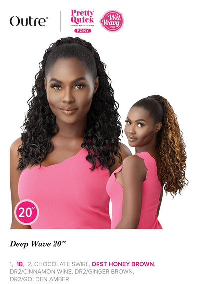 Outre Premium Synthetic Wet N Wavy Pretty Quick Pony Deep Wave 20" - Elevate Styles