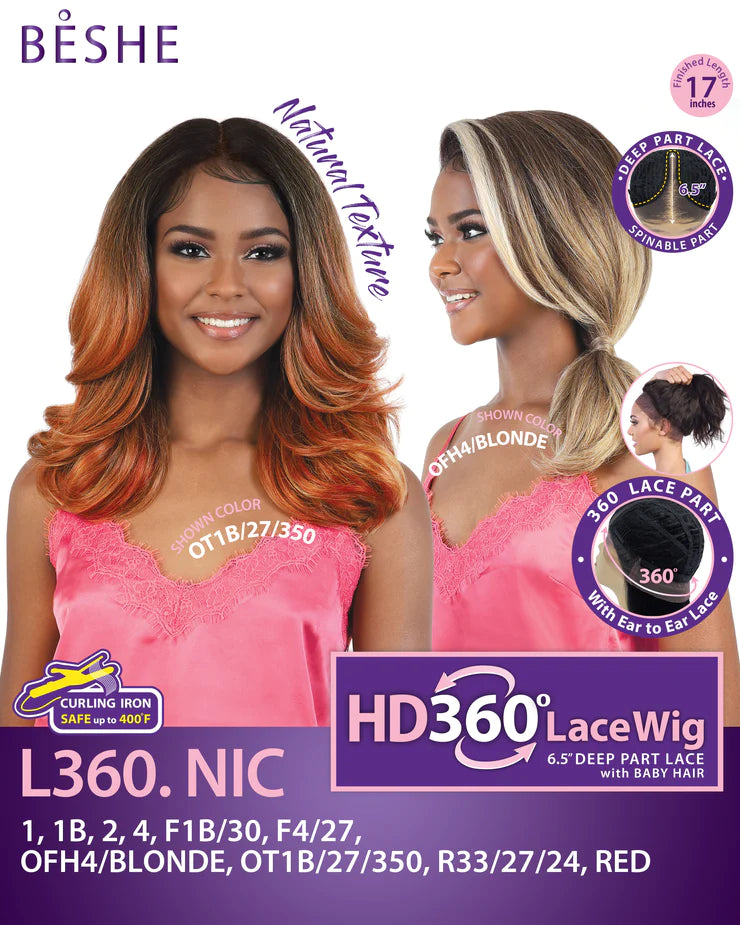 Beshe HD 360 Deep Part Lace Front Wig L360.NIC - Elevate Styles