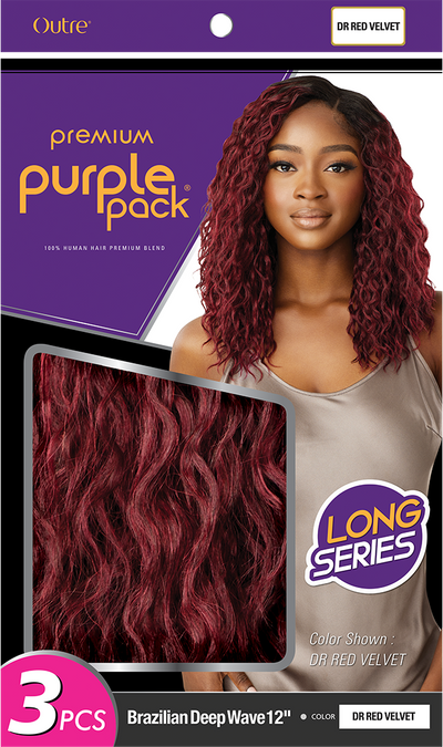 Outre Premium Purple Pack 3 Pieces Long Series Brazilian Deep Wave 12" - Elevate Styles
