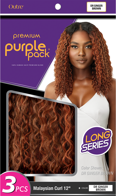 Outre Premium Purple Pack 3 Pieces Long Series Malaysian Curl 12" - Elevate Styles
