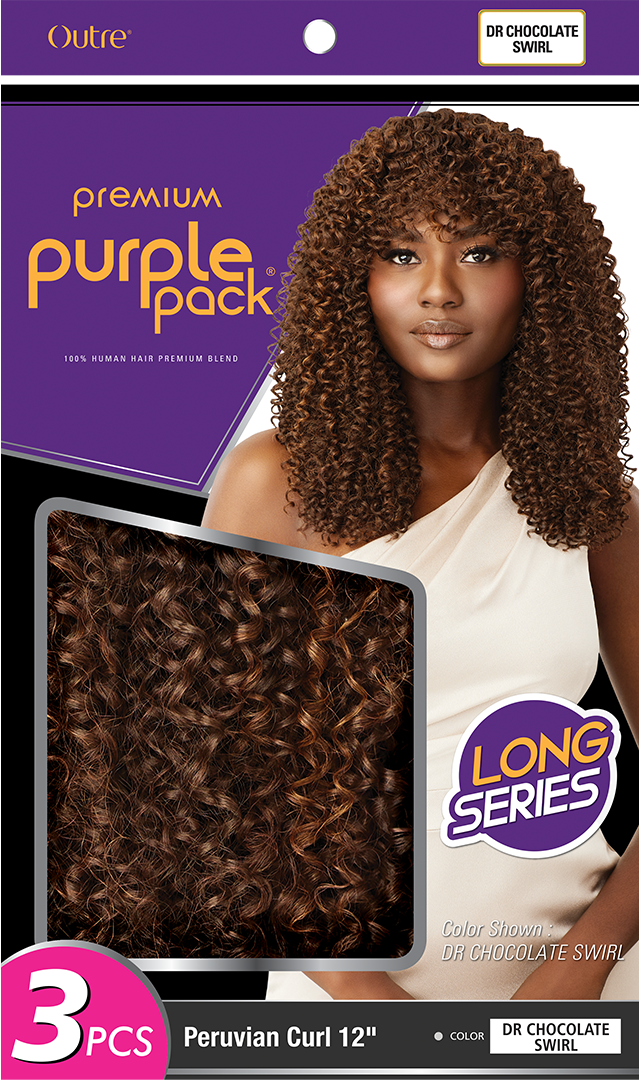 Outre Premium Purple Pack 3 Pieces Long Series Peruvian Curl 12" - Elevate Styles