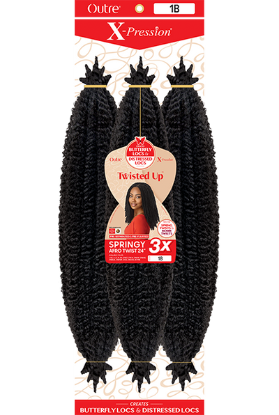 BOX DEAL Outre Synthetic Hair Braids X-Pression Twisted Up Springy Afro Twist 24" 3X  (50 packs/box) - Elevate Styles
