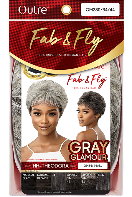 Outre Fab&Fly™ Gray Glamour Human Hair Full Cap Wig Theodora - Elevate Styles
