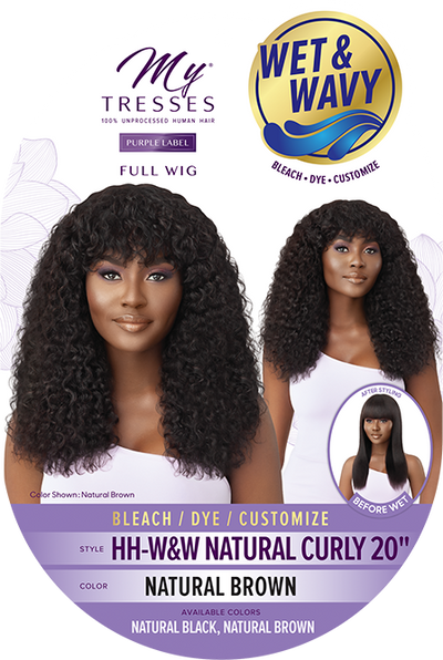 My Tresses Purple Label 7A Unprocessed Human Hair Full Cap Wig HH- Wet & Wavy Natural Curly 20" - Elevate Styles
