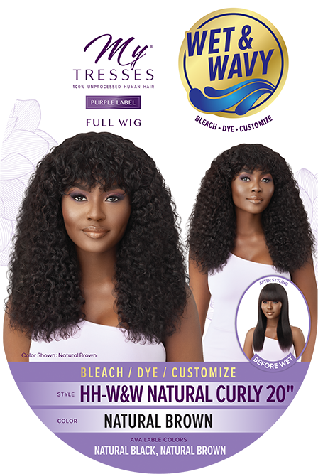 My Tresses Purple Label 7A Unprocessed Human Hair Full Cap Wig HH- Wet & Wavy Natural Curly 20" - Elevate Styles