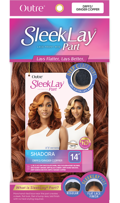 Outre Synthetic Sleek Lay Part Deep C Lace HD Transparent Lace Front Wig Shadora 14" - Elevate Styles
