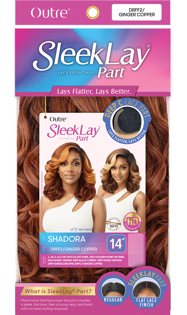 Outre Synthetic Sleek Lay Part Deep C Lace HD Transparent Lace Front Wig Shadora 14" - Elevate Styles