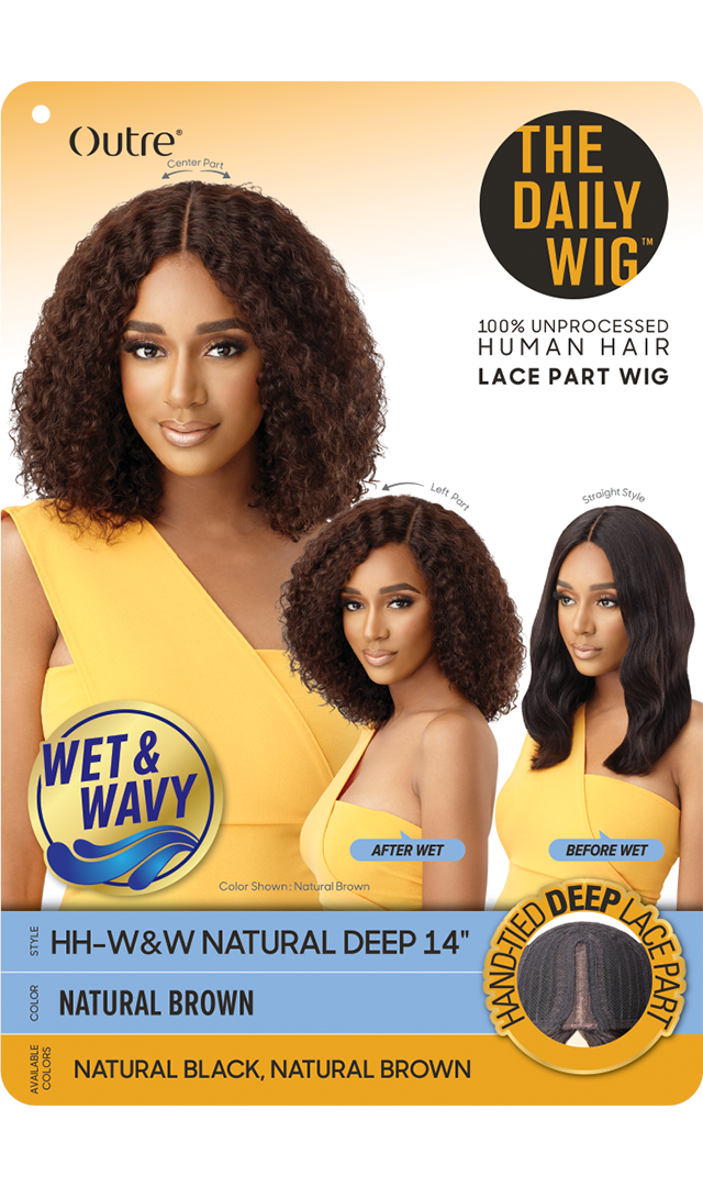 Outre The Daily Wig 100% Unprocessed Human Hair Wet N Wavy Natural Deep 14" - Elevate Styles