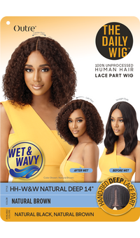 Thumbnail for Outre The Daily Wig 100% Unprocessed Human Hair Wet N Wavy Natural Deep 14