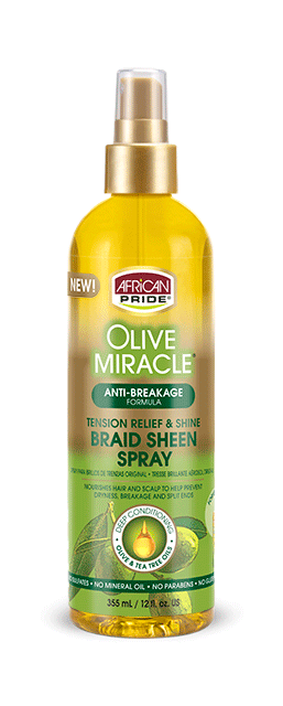African Pride Olive Miracle Anti-Breakage Formula Braid Sheen Spray 12 Oz - Elevate Styles