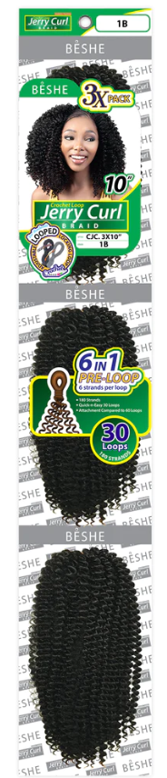 Beshe Synthetic 3X Pre-Looped Jerry Curl Crochet Braid 10" CJC.3X10 - Elevate Styles
