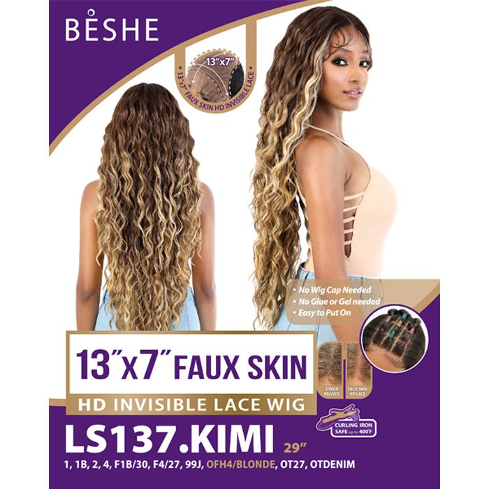 Beshe 13"X 7" Faux Skin HD Invisible Lace Wig LS137- Kimi 29" - Elevate Styles