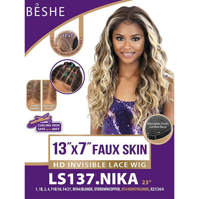 Beshe 13"X 7" Faux Skin HD Invisible Lace Wig LS137- Nika 23" - Elevate Styles

