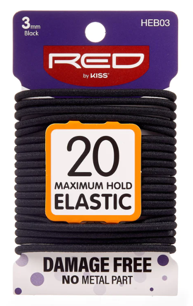 Red by Kiss Maximum Hold Elastic Band 3mm (20 Pieces) Black HEB03 - Elevate Styles
