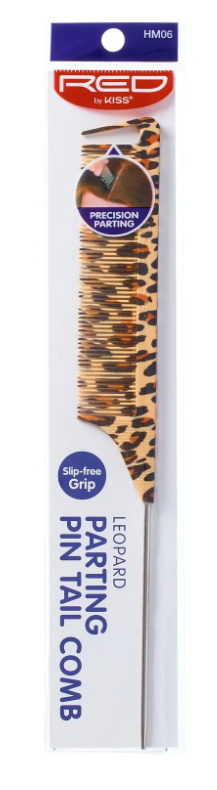 Red by Kiss Slip Free Grip Parting Pin Tail Comb Leopard HM06 - Elevate Styles