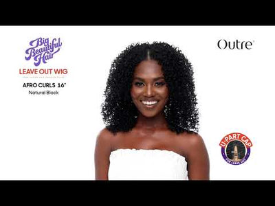 Outre Big Beautiful Hair Human Blend Leave Out U Part Wig Afro Curls 16"
