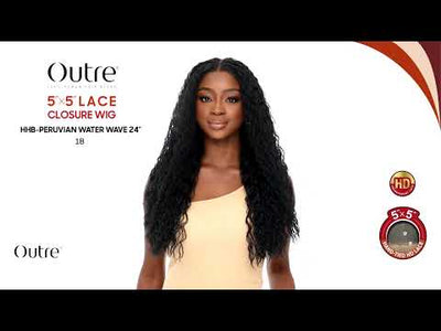 Outre 5"x 5" HD Lace Closure Lace Front Wig HHB-Peruvian Water Wave 24"
